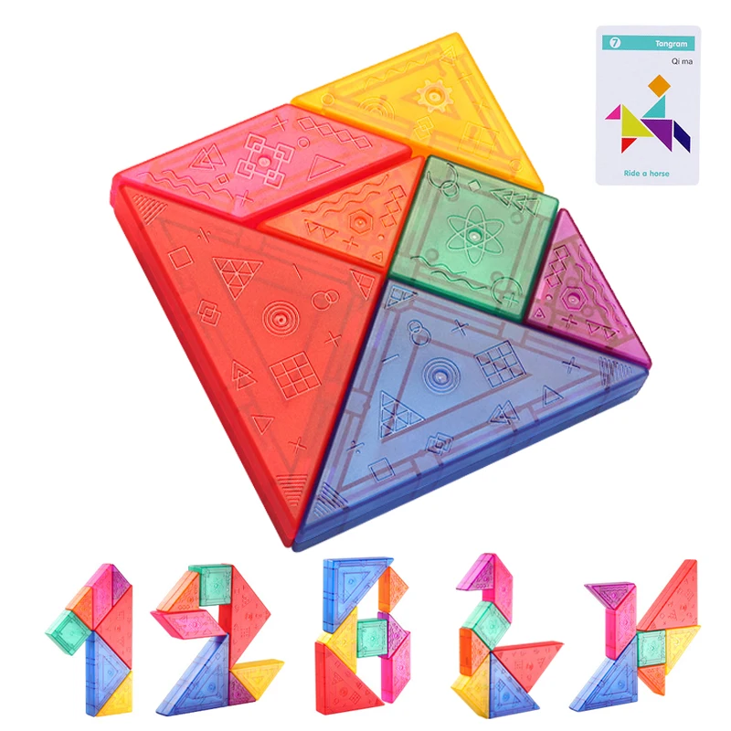 

Montessori Kid Colorful Magnetic 3D Tangram Jigsaw Toy Logical Thinking Training Drawing Board Games Education Toy For Children