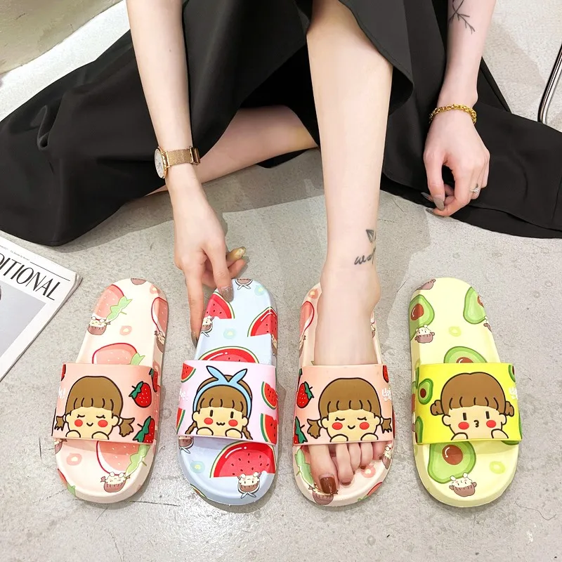 

Women Summer Slippers Cartoon Bear Avocado Beach Slides Soft Sole Home Indoor & Outdoor Flip Flops Ladies Sandals Bathe Shoes