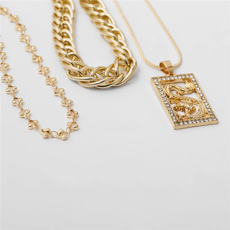 

Luokey Simple Handmade Engraved Dragon Pendant Necklace For Women Cuban Link Chain Choker Chunky Thick Punk Men Necklace Jewelry
