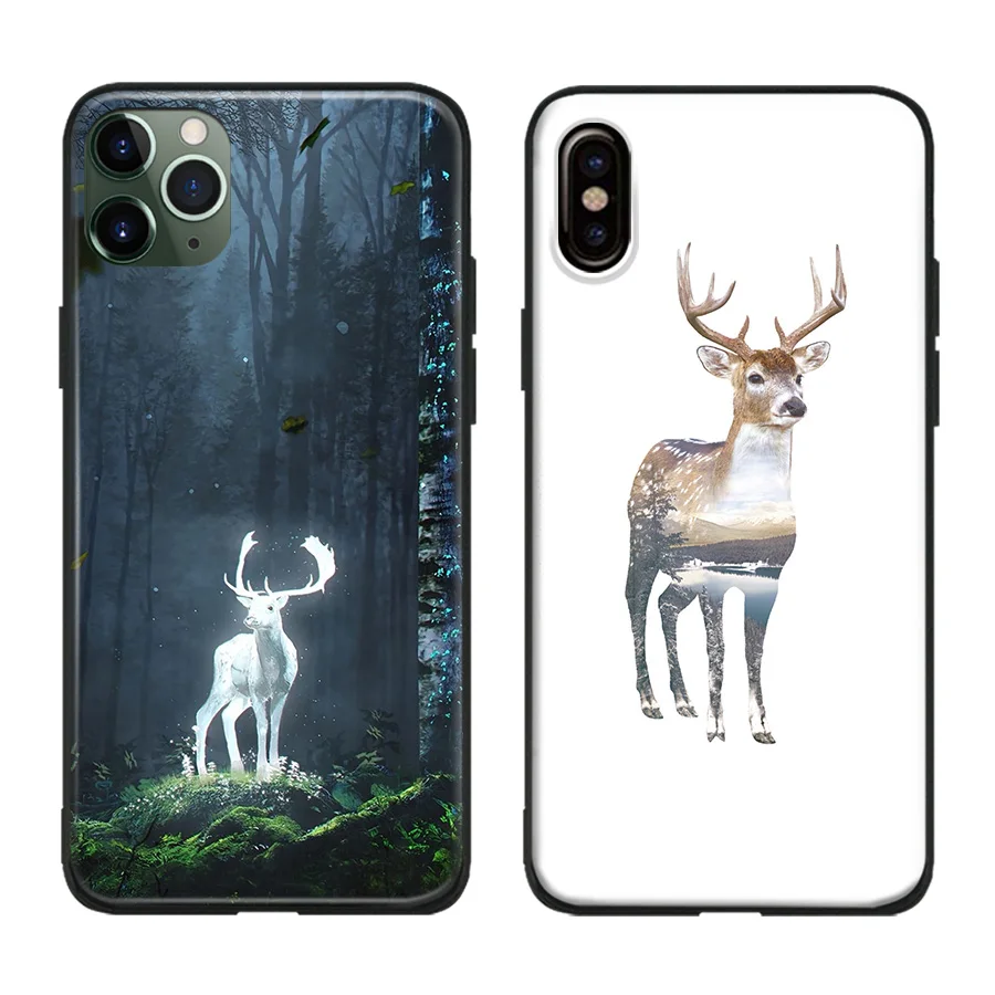deer reindeer buck animal soft silicone phone case cover shell for iphone 6 6s 7 8 plus x xr xs 11 pro max free global shipping