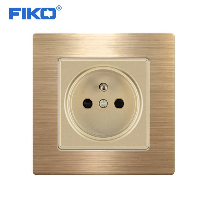 FIKO EU standard 16A EU power socket?wall socket 86mm*86mm  Champagne gold stainless steel panel wall power socket