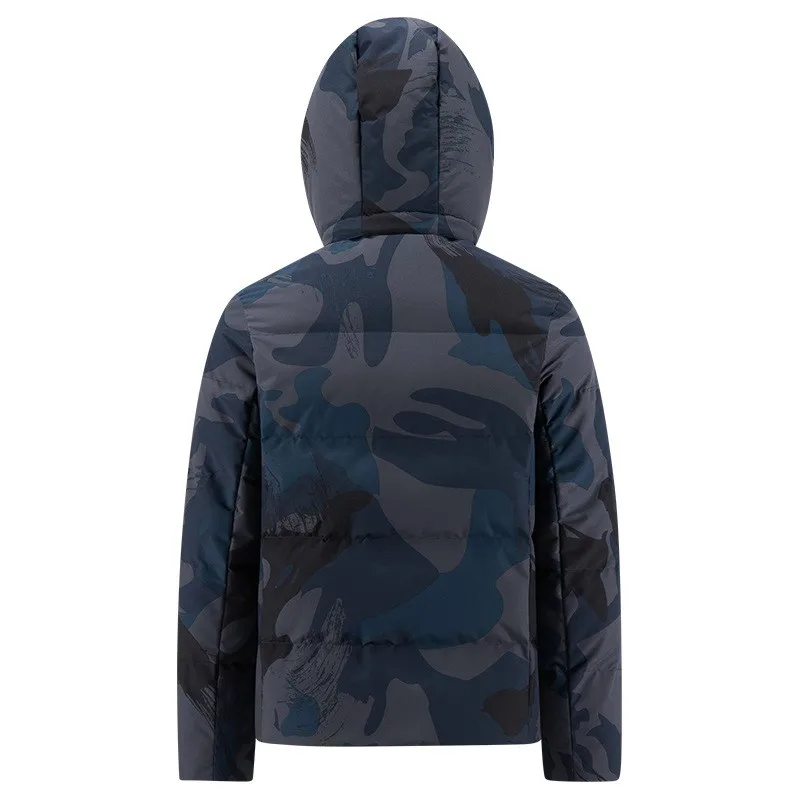 Men's Down Jacket Unisex Warm Waterproof Coat with Hooded and Snood Parka Camouflage Color Outwear Male Winter Clothes