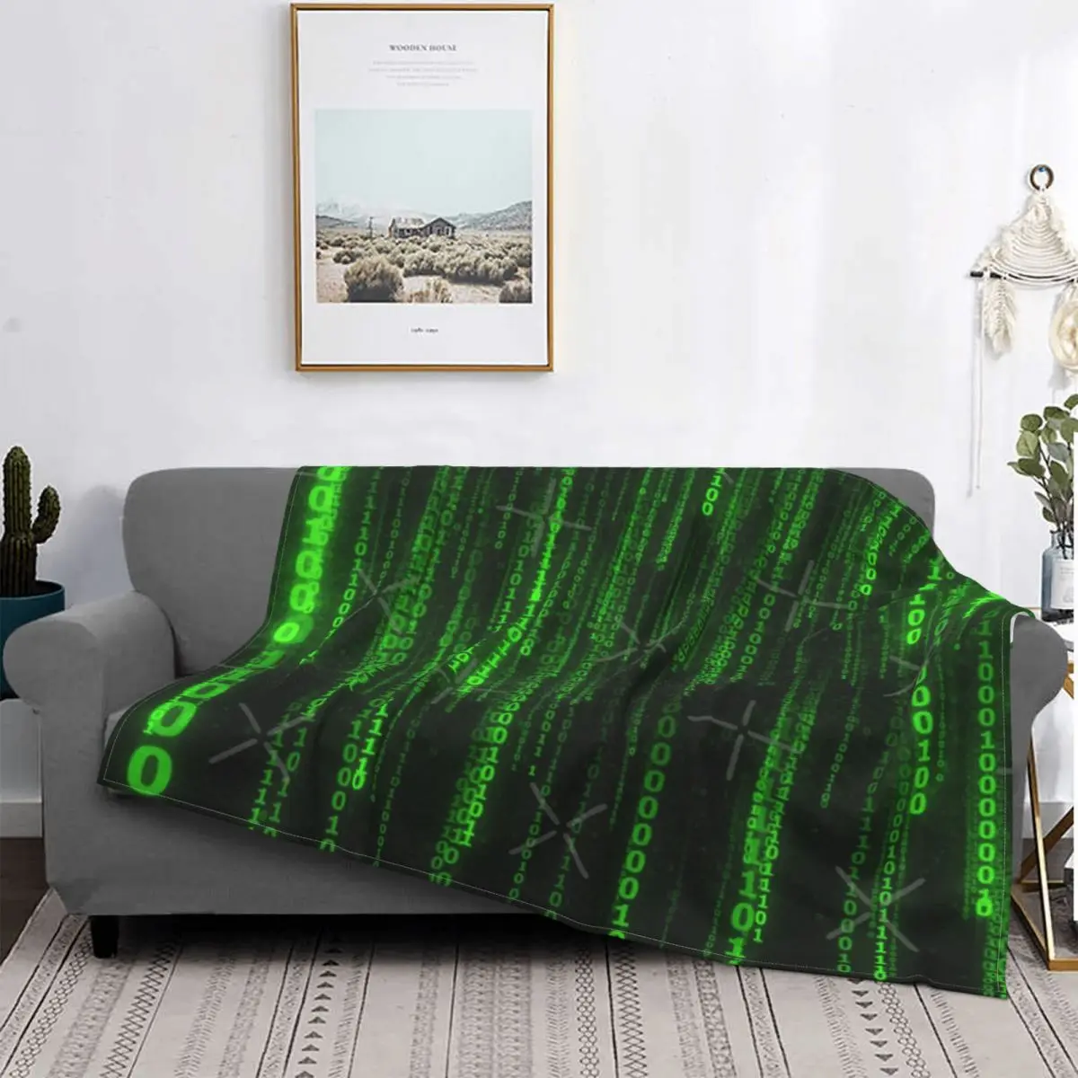 

Manta с надписью «verde Matrix», colcha a cuadros, manta para cama, alfombra de orada для детей
