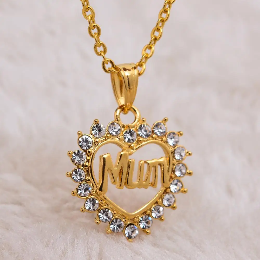 WANDO MUM Подвески Nekclace горный хрусталь кристалл золотого цвета сердце кулон для