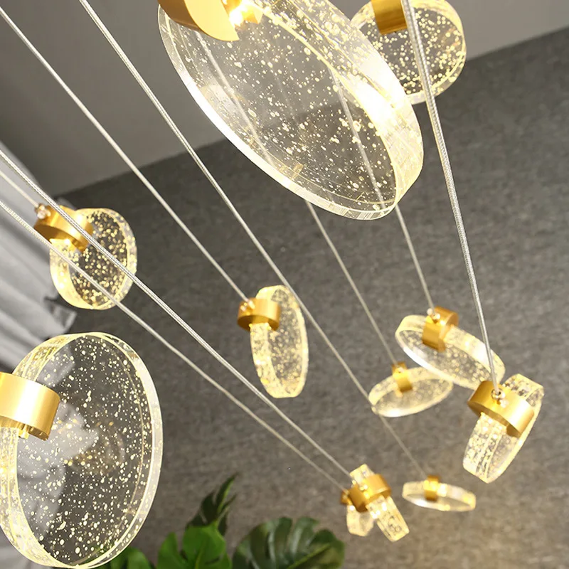 

Compound attic crystal Chandelier living room dining room stair lamp decoration exhibition hall industrial rope Pendant Lights