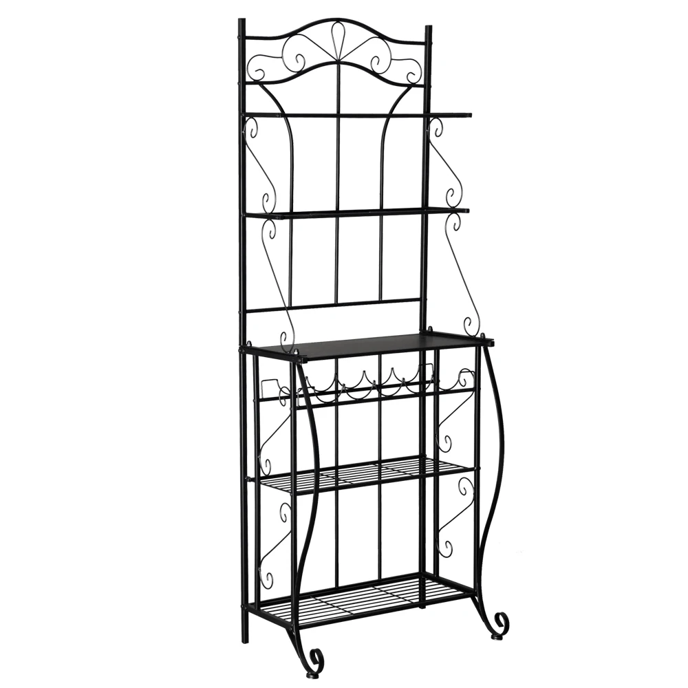 

Storage Shelf 5 Tier Multiuse Black Metal Kitchen Bakers Rack[US-Stock]