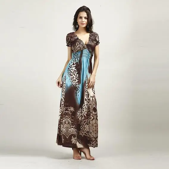 Макси-платья размера плюс женская летняя пляжная туника большого с v-образным