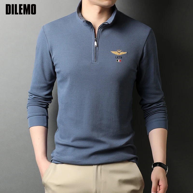 Рубашка-поло мужская в полоску 100% хлопок модная брендовая дизайнерская