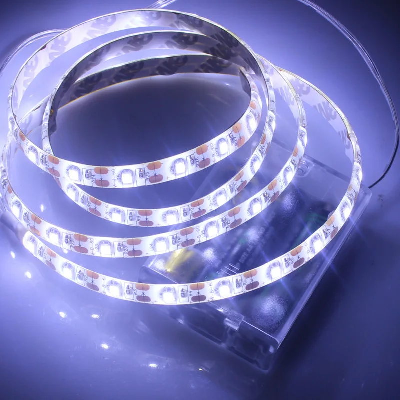 Светодиодная гибкая лента SMD2835 для подсветки питание от 3 батареек AA 50 см 1 м 2 4 5