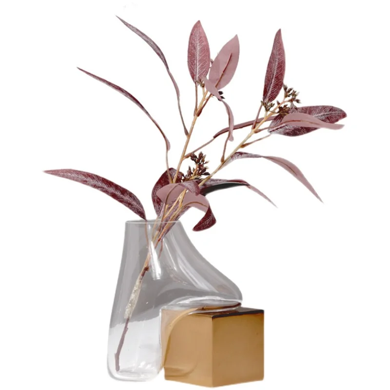 

Modern Home Decoration Office Accessories Glass Vase for Flowers Flower Bottle House Warming Gift for Boyfriend Accessoir Maison