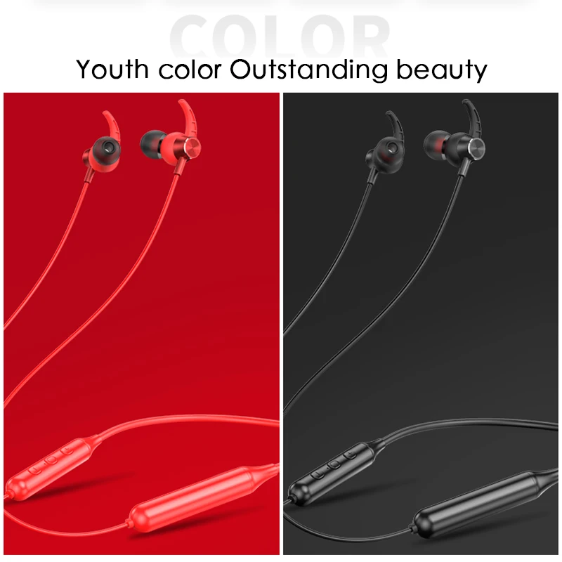 Bluetooth 5 0 Беспроводные спортивные наушники стерео сабвуфер подвесной шейный