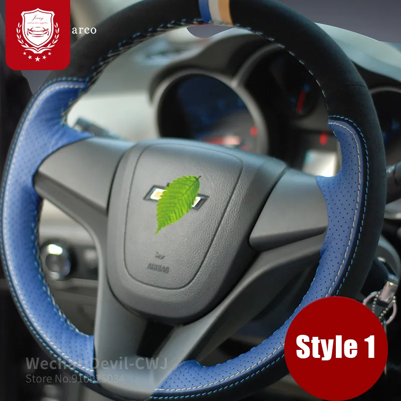 

Steering wheel cover For Chevrolet Malibu Cruze CAPTIVA Camaro hand-stitched Premium Leather Automotive interior car accessories