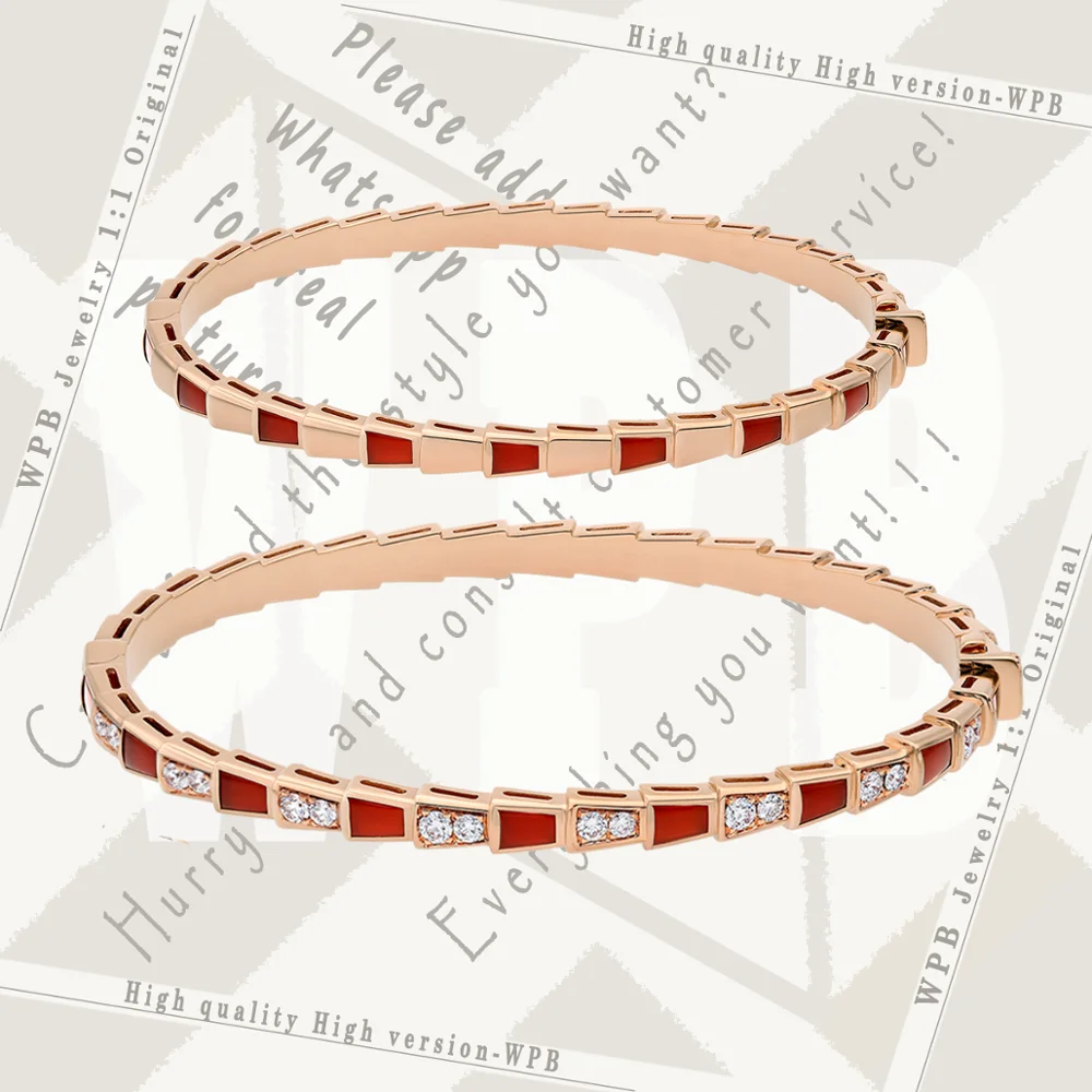 

WPB Bracelets Premium Version 1:1 Original Rome Classic Red Stone + Shine + Mirror Serpentine Narrow Bracelets Couple