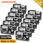 Absonic 12PK XR-12WE XR12WE XR 12WE черный на белом лента для этикеток совместимый для объектива с оптическими зумом Casio принтер KL-60-L KL-60SR KL-170 KL-100 CW-L300