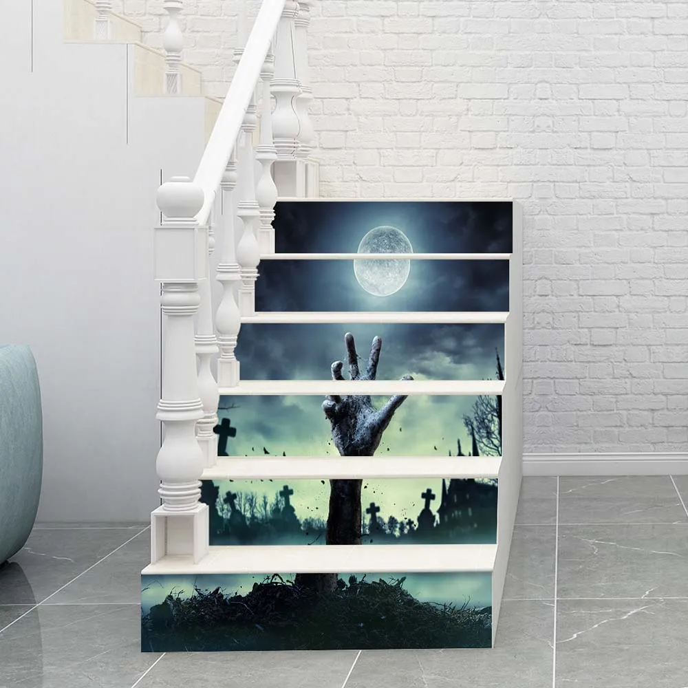 Хэллоуин DIY 3D террор лестница наклейки Стикеры для лестницы удаляемый