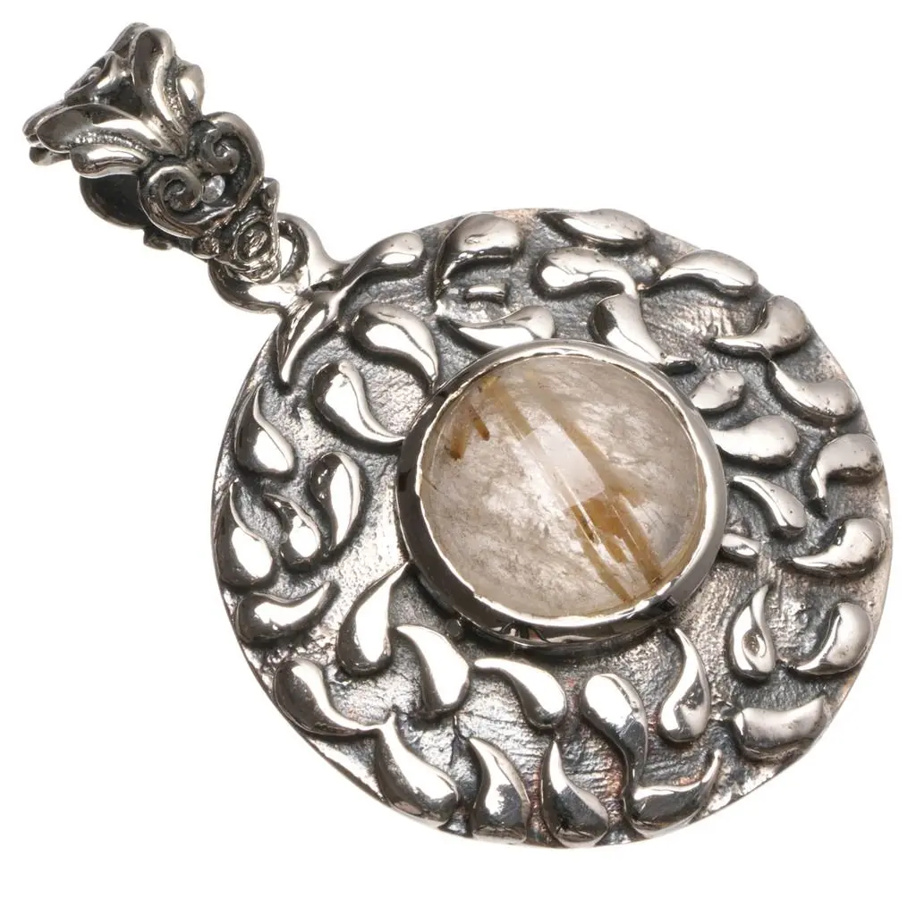 Натуральный Золотой рутиловый кварц ручной работы мексиканское серебро 925 пробы