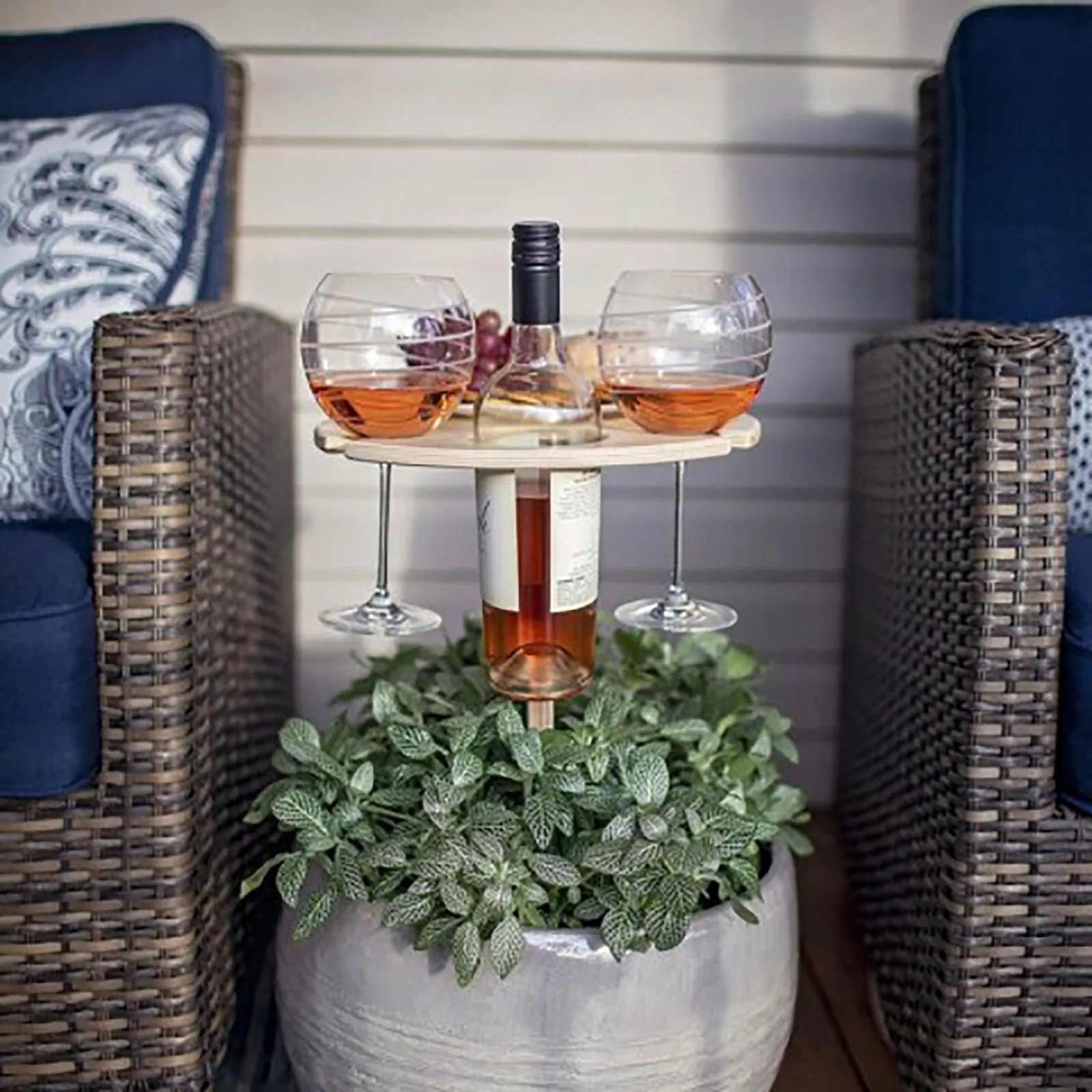 

Outdoor Foldable Wine Table With Round Desktop Portable Mini Wooden Easy To Carry Rack Picnic Party Travel Tool Wine Rack