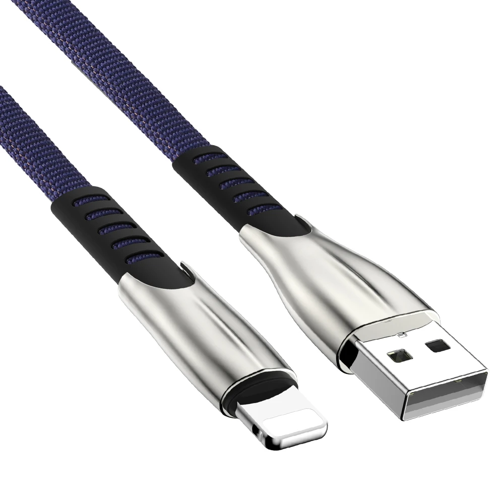 Синий Usb-кабель для зарядки и передачи данных для iPhone 7, 8 Plus, X, XR, XS Max, 11 Pro, 5, 6 S, 6 S, iPad, 1 м, 2 м, 3 м, длинный провод для телефона, шнур 3A, быстрая зарядка - Цвет: Синий