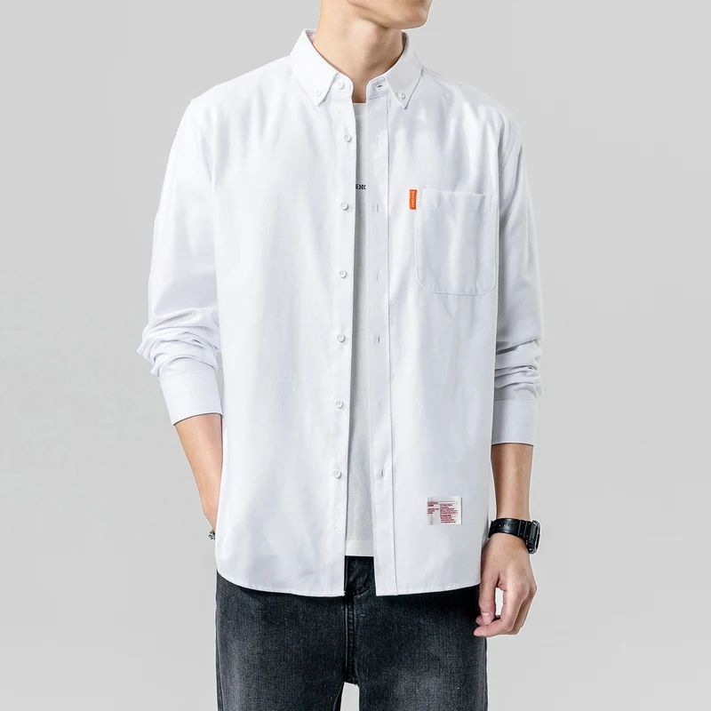 Рубашка мужская с длинным рукавом модная Повседневная блуза квадратным вырезом