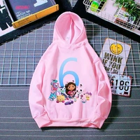 3th 12th birthday gift print pink cap hoodie girls gabbys dollhouse sweatshirt harajuku kawaii kids clothes hoody tracksuit