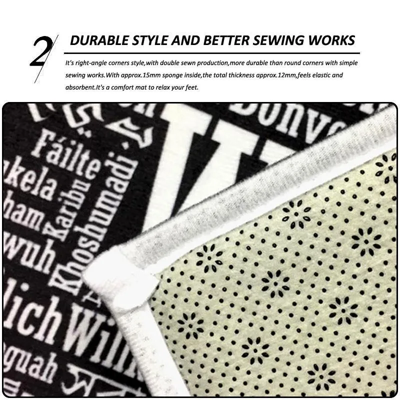 Коврик для входной двери простой нескользящий напольный мат с черным и белым