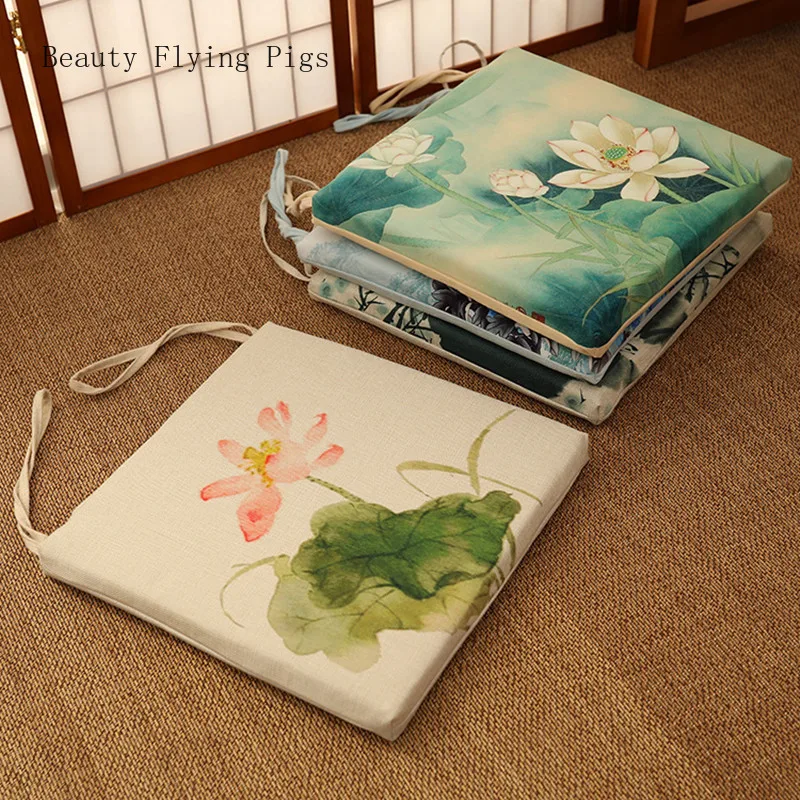 

Китайская льняная хлопковая Подушка, мягкие квадратные диванные подушки для чайной церемонии, съемные и моющиеся