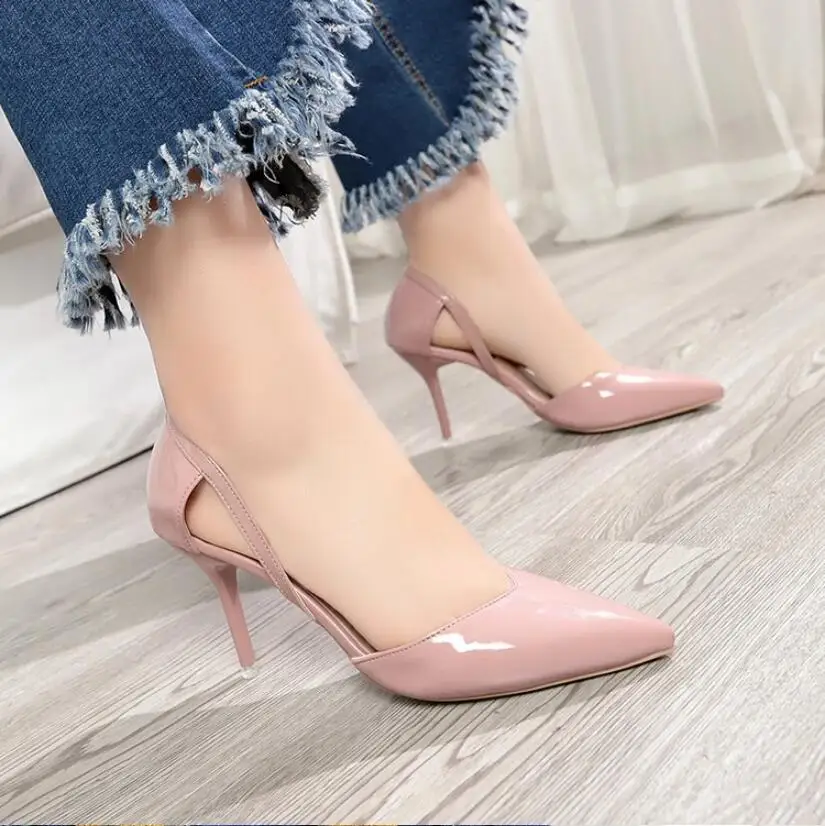 Pink Дизайнерская обувь; туфли-лодочки с острым носком 8,5 см; модельные туфли из искусственной кожи на высоком каблуке; свадебные туфли; женские вечерние туфли в сдержанном стиле; zapatos mujer; CS752 - Цвет: Pink