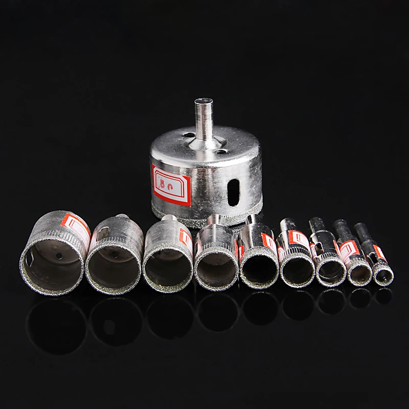 

10Pcs 8-50mm Diamond Coated Core Saw Hole Drill Tool Set For Glass Marble Tiles New 2017
