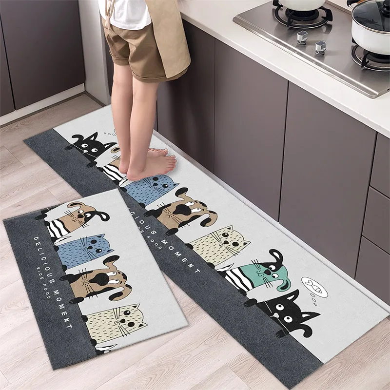 

Fashionable Simple Nordic StyleWaterproof Kitchen Floor Mat Household Carpet Long Strip Door Mat Modern Home Decor