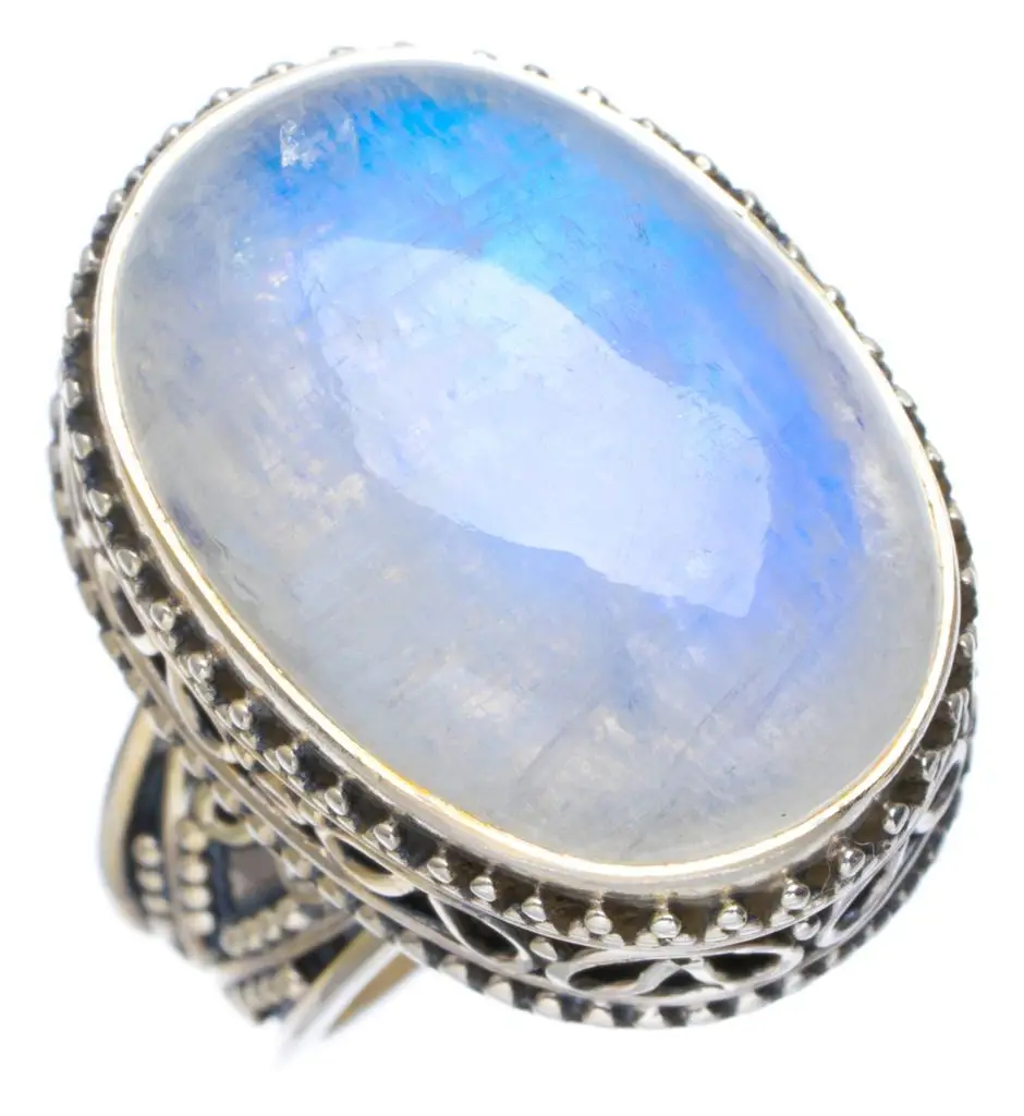 Натуральный Радужный Лунный Камень ручной работы уникальное 925 пробы Серебряное