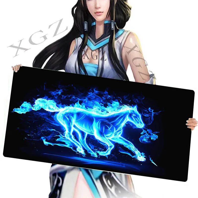 

XGZ Fantasy Magic Smoke Horse Large Game Locking Edge Mouse Pad Keyboard Notebook Laptop for Players Table Mat 60 x 30/90 x 40