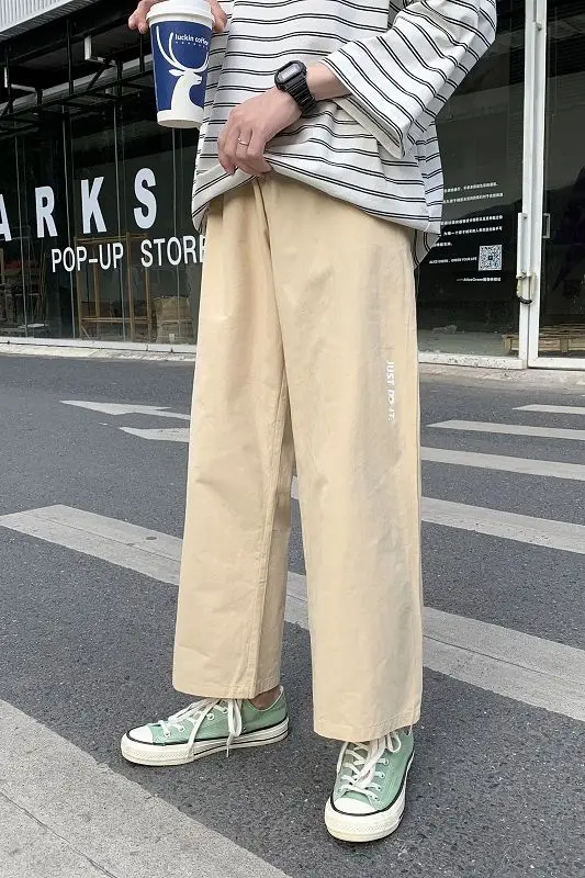 

2020 Spring And Summer New Youth Popular Men's Korean Simple Letters Printed Straight Pants Fashion Casual Nine-point Pants