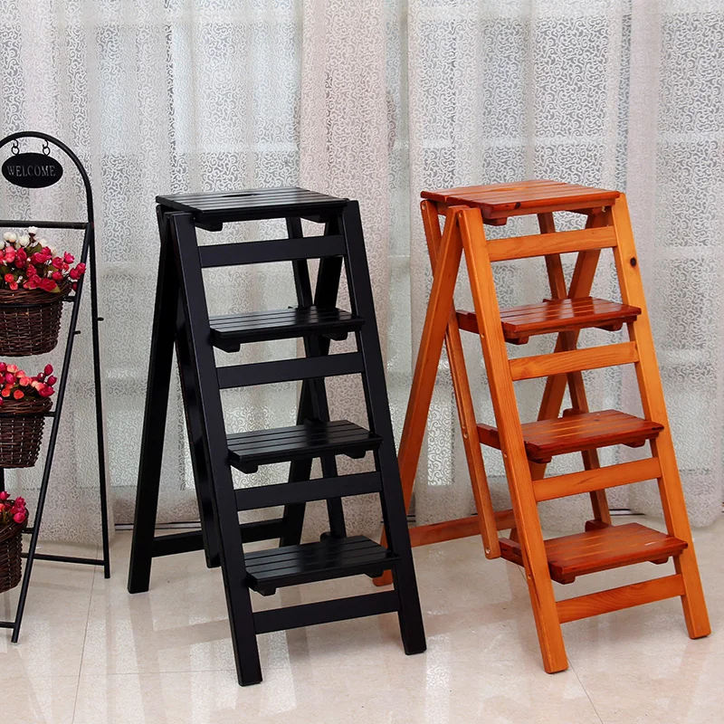 Многофункциональная лестница из цельного дерева домашняя складная утолщенная