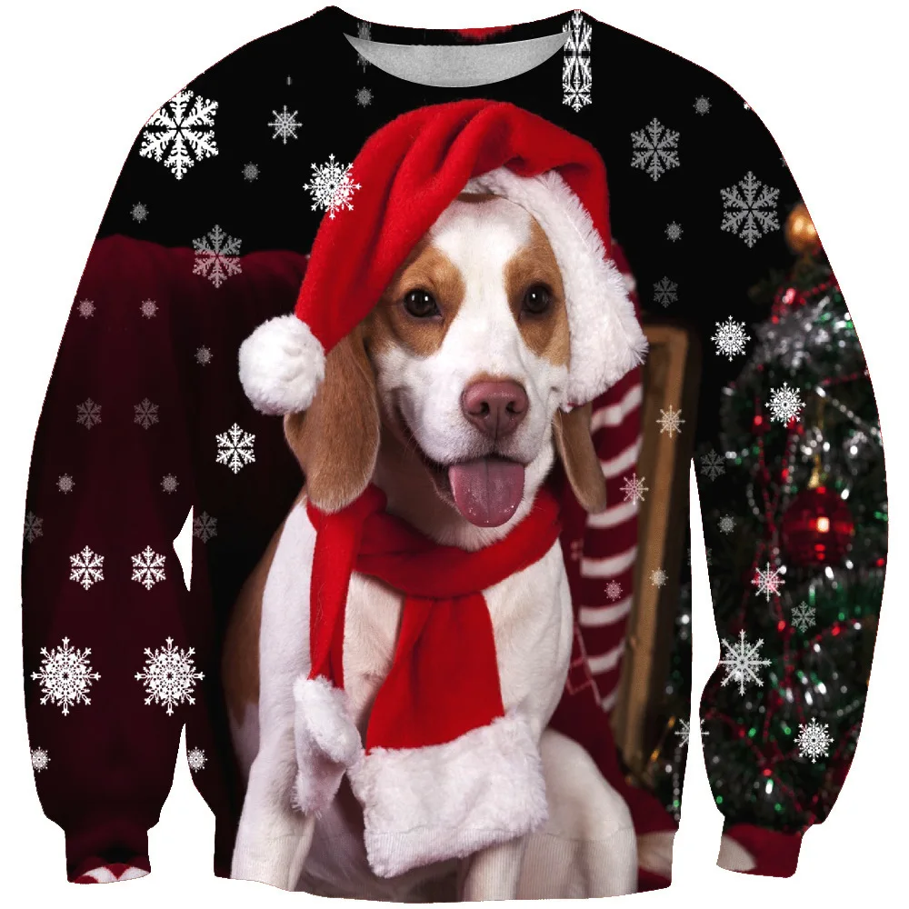 

CNUUIKOOEK Sweatshirts New Style Men's 3D Christmas Dog Printed Hoodie Long Sleeve Pullover Popular Brand Men's Hoodies