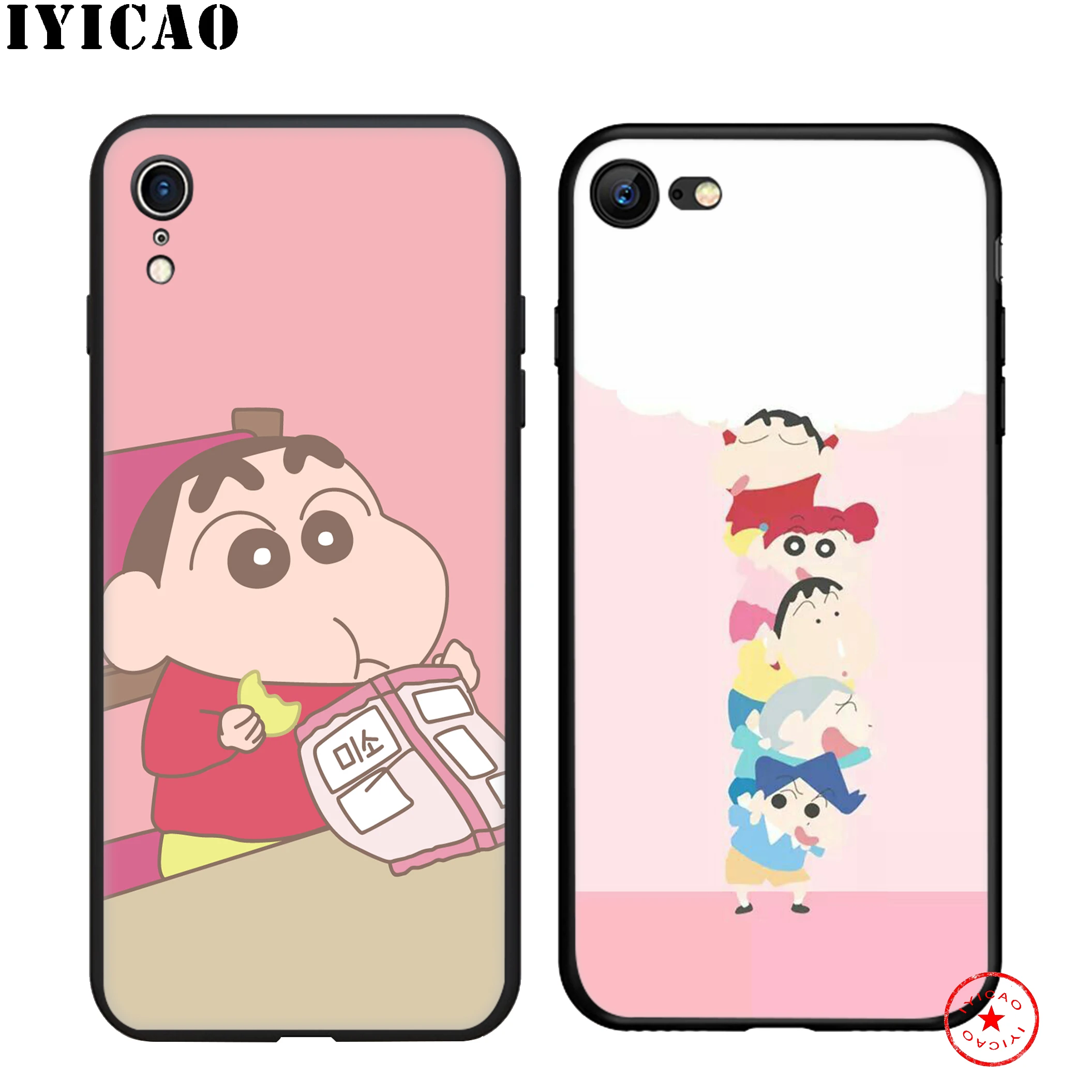 Мягкий Черный силиконовый чехол IYICAO Crayon Shin-chan для iPhone 11 Pro Xr Xs Max X или 10 8 7 6 6S Plus 5 5S SE