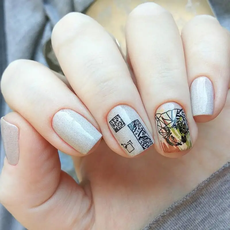 NICOLE DIARY Leopard Printed Nail Stamping Plates Stainless Steel Tiger Snake Art Stamp DIY Manicuring Stencil Tools | Красота и