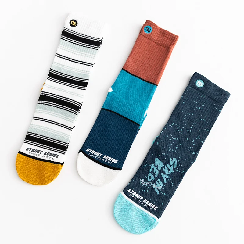 Уличные модные счастливые мужские носки унисекс из 100 хлопка харадзюку красочные