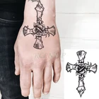 Тату-наклейка переводная Временная водостойкая, крест, цветок, флэш-тату, искусственное тату на ногу, на ногу, для мужчин и женщин