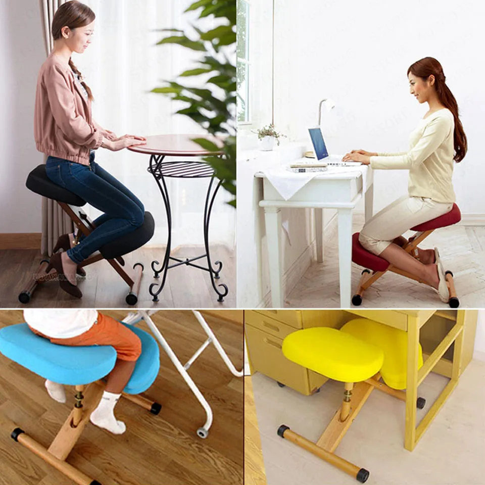 Регулируемое по высоте эргономичное кресло на коленях с спинкой и ручкой