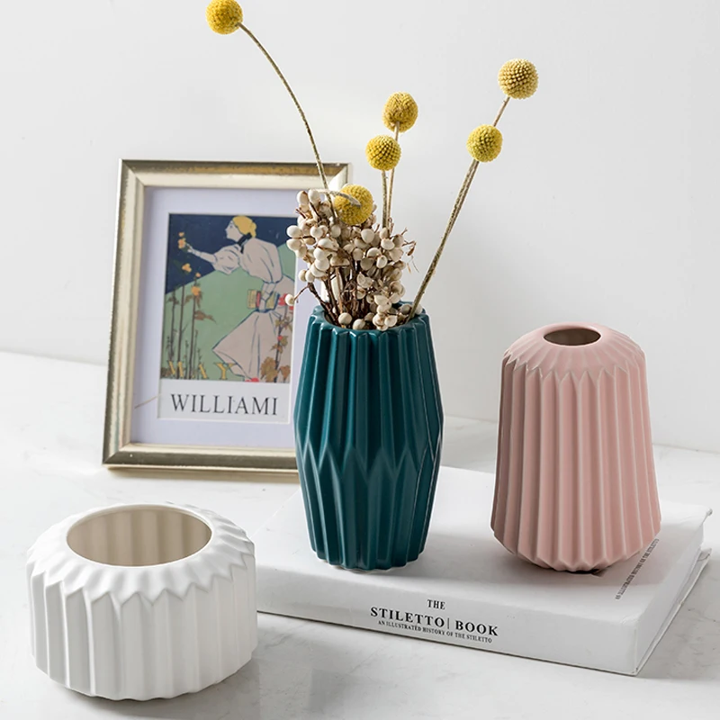 Скандинавская керамическая ваза в стиле оригами минималистичные геометрические