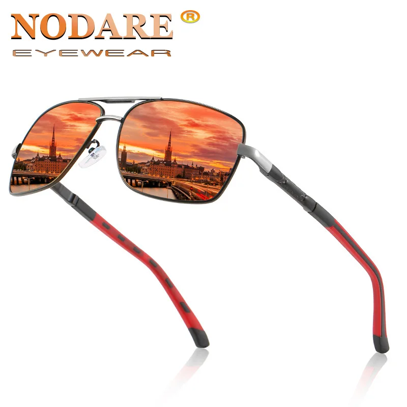 

NODARE 2020 Новые поляризованные солнцезащитные очки Для мужчин квадратный металлический каркас мужские солнцезащитные очки для вождения, рыбн...