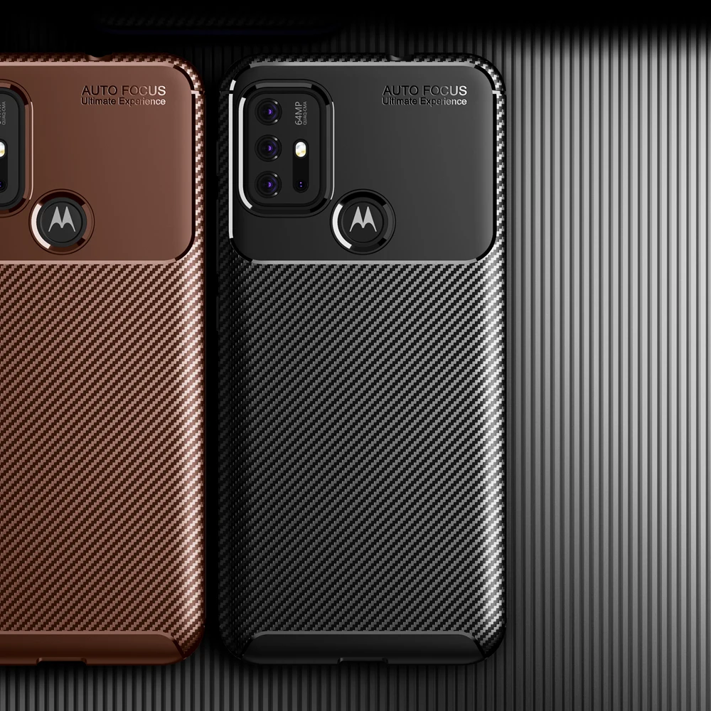 for motorola moto g play 2021 g9 g8 e7 rola one fusion edge plus luxury shockproof tpu cover carbon fiber silicone phone case free global shipping