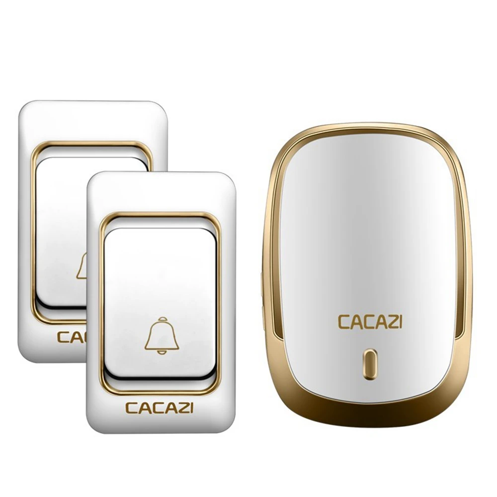 2 button 1 receiver CACAZIWireless дверной звонок постоянного тока на батарейках водонепроницаемый 1 Кнопка 1 приемник умный дом Cordles дверной звонок колокольчик 200 м Пульт ДУ - Цвет: 2 button 1 receiver