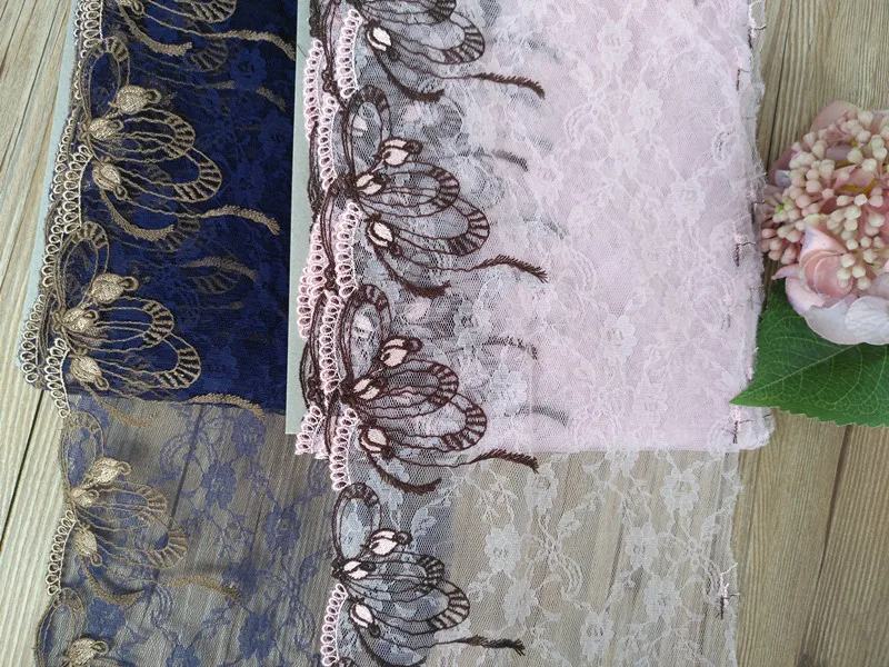 

15 метров с вышитыми цветами Розовая кружевная ткань отделка Лента DIY Швейные Аппликация из ткани гипюр Рождество домашняя текстильная кукл...
