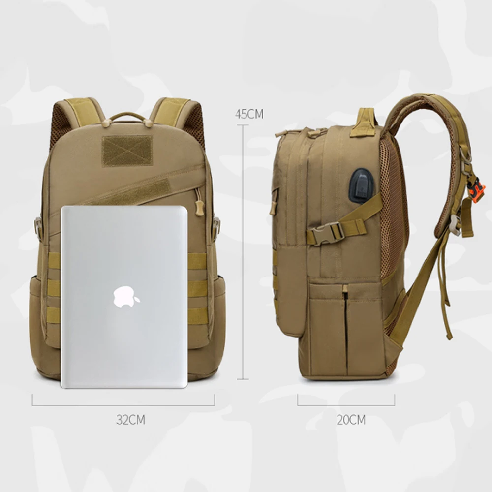 

Military Tactical USB Backpack Camping Hiking Camouflage Hunting Climbing Rucksack Utility Travel Outdoor School Bags X326A