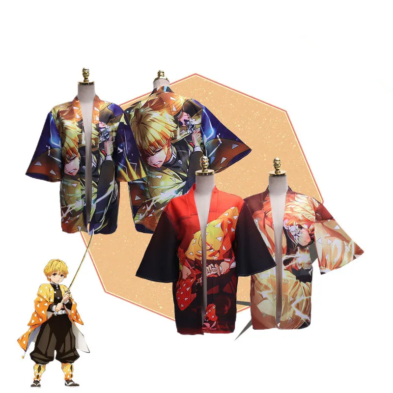 

Demon Slayer Kimetsu No Yaiba Kamado Tanjirou New Summer Casual Streetwear Adult Child Printing Kimono Haori Yukata Cosplay