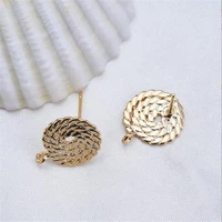 new creative gold color plated brass hollow spiral round charms earrings settings connectors for diy jewelry making accessories