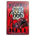 Потертый шик маршрут 666, ведущий к хеллу дьявола, Ретро плакат, металлический жестяной знак, настенная панель, гараж, бар, таверна, украшение для дома