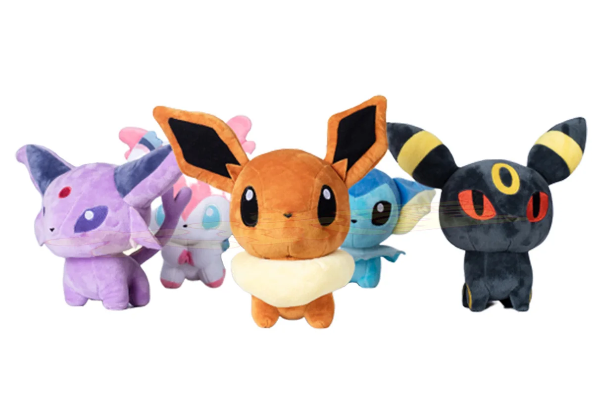 Плюшевые куклы POKEMON Q version Eevee с большой головой Семейная Игрушка Vaporeon Umbreon зеркаон