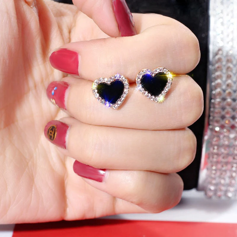 Женские серьги гвоздики с кристаллами цвета розового золота|Серьги-гвоздики| |